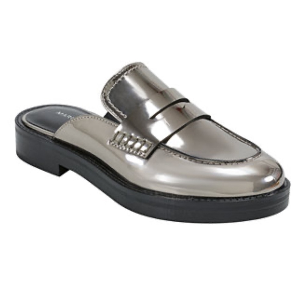 Marc Fisher Burlesk Loafer Mule โ Metallic Silver